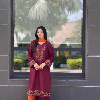 Royal Maroon & Tangerine Kurta Set